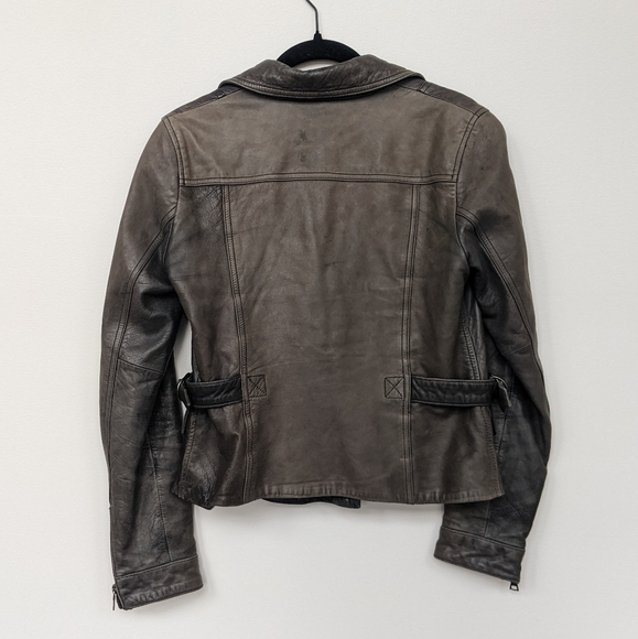 Banana Republic Women's Gray Genuine Leather Moto Jacket Size Small - Picture 4 of 6